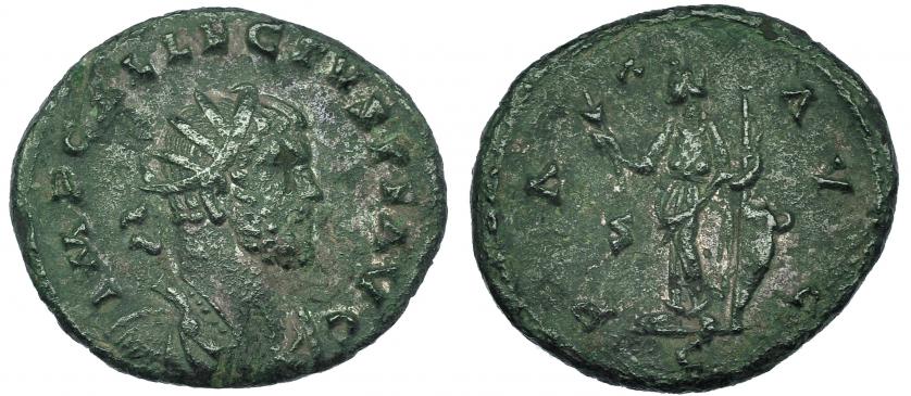 340   -  ALECTO. Antoniniano. Camulodunum. R/ PAX AVG; marca de ceca S-P/ C. RIC 85. Pátina verde. BC+/MBC-.