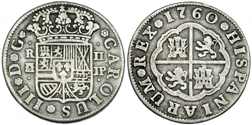 429   -  2 reales. 1760. Madrid JP. VI-519. MBC-.