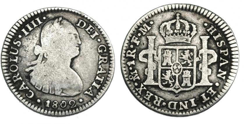 450   -  Real. 1802. México. FM. VI-378. BC+/MBC-.