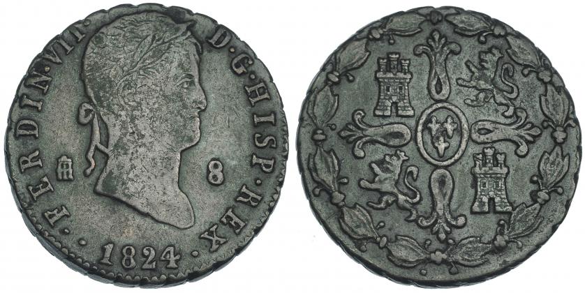 464   -  8 Maravedíes. 1824. Segovia. VI-229. MBC-/MBC.