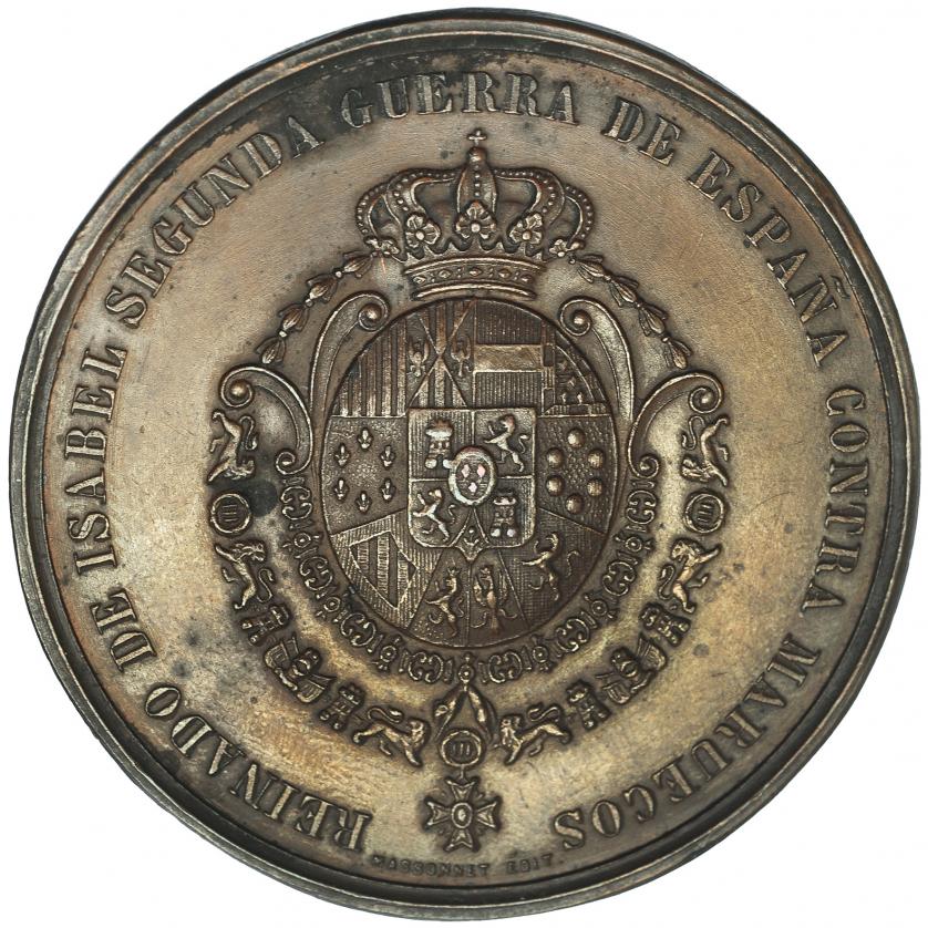 481   -  Placa unifaz de plomo bronceado. Medalla Guerra de Marruecos (rev.). Ed. Masonet. 49,6 mm. EBC-.