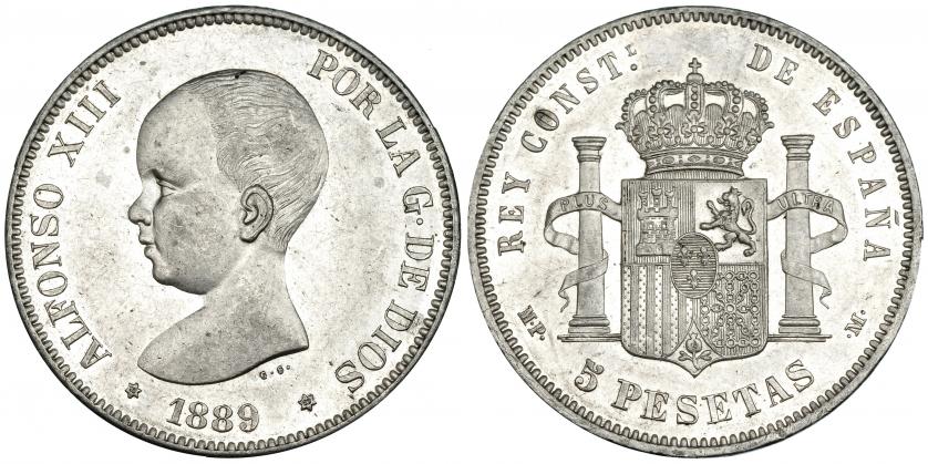 529   -  5 pesetas. 1889*18-89. Madrid. MPM. VII-179. R.B.O. EBC.