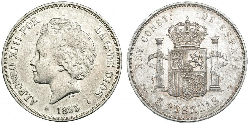 538   -  5 pesetas. 1893. PGV. VII-186. MBC.