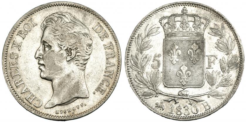 605   -  FRANCIA. 5 francos. 1830 B. KM 728.2. MBC/MBC+.