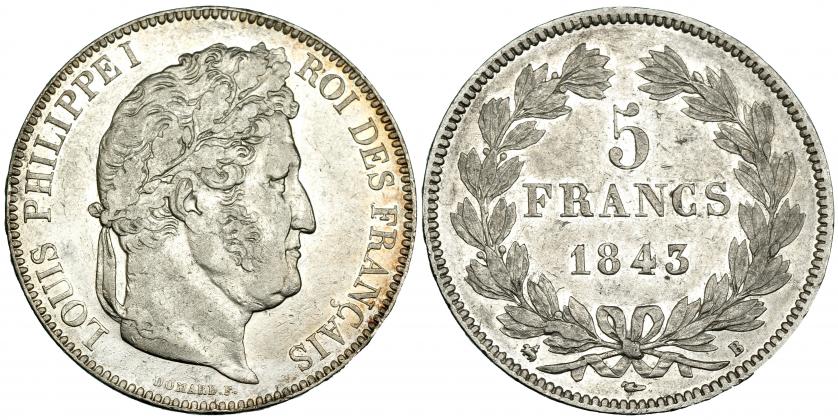 611   -  FRANCIA. 5 francos. 1843 B KM 749.2. MBC+.