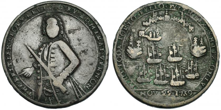 615   -  GRAN BRETAÑA. Medalla Vernon. Portobello 1739. AE-27 mm. BC+/MBC-.