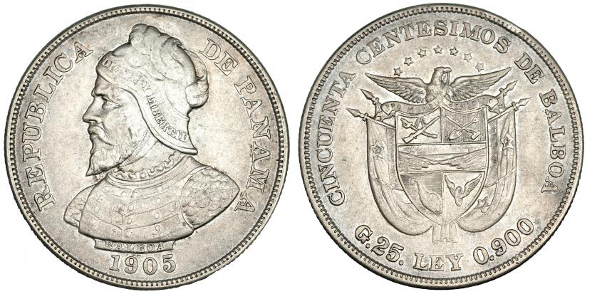 641   -  PANAMÁ. 50 centavos de Balboa. 1905. KM-5. MBC+.