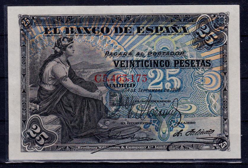 668   -  BANCO DE ESPAÑA. 25 pesetas. 9-1906. Serie C. ED-B98a. EBC+.