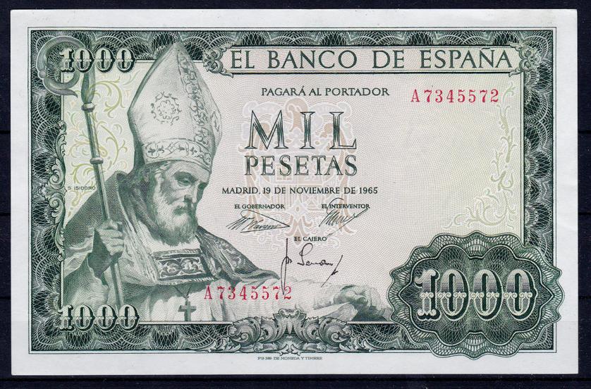 680   -  BANCO DE ESPAÑA. 1000 pesetas. 11-1965. Serie A. ED-D72a. SC.