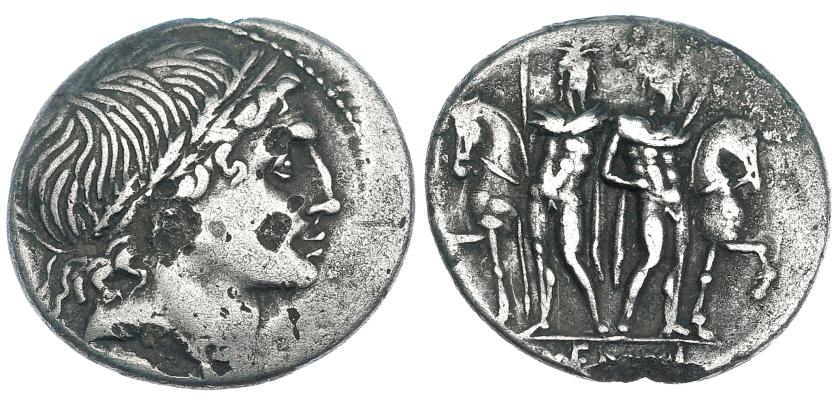 117   -  MEMMNIA. Denario. Roma (109-108 a.C.). CRAW-304.1. FFC-906. Hojas en anv. MBC.