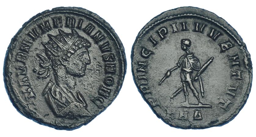 209   -  NUMERIANO. Antoniniano. Roma (283-284). R/ Numeriano a izq.; PRINCIPI IVVENTVT, exergo KAD (delta). RIC-361. Porosidades. MBC/MBC+.