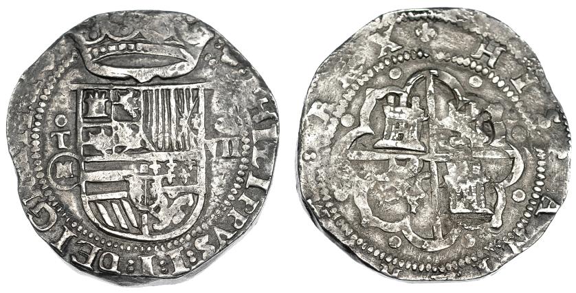 276   -  8 reales. Toledo. Valor VII. S/F. M dentro de círculo. AC-749. MBC-. Rara.