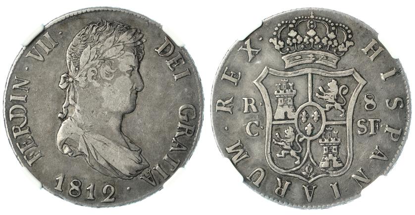 330   -  8 reales. 1812. Cataluña. SF. VI-960. NGC-VF-30. MBC. Rara.