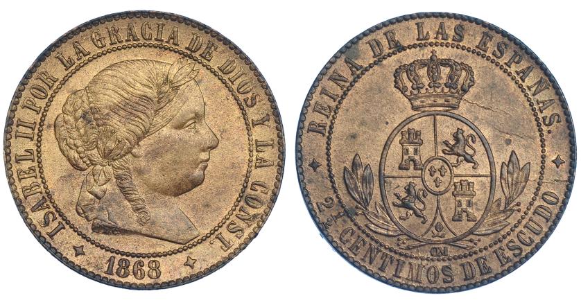 345   -  2 y 1/2 céntimos de escudo. 1868. Jubia. VI-190. B.O. SC.
