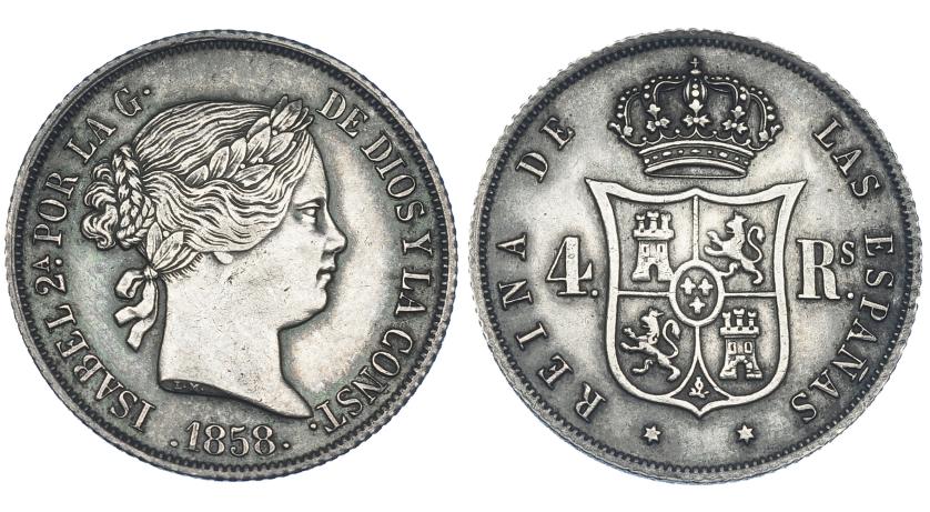 348   -  4 reales. 1858. Madrid. VI-397. EBC/EBC-.
