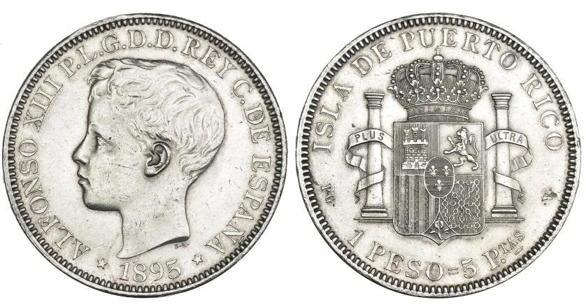 380   -  Peso. 1895. Puerto Rico. PGV. VII-193. MBC+.