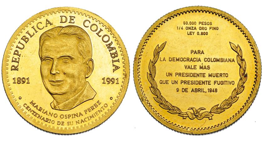 402   -  COLOMBIA. 50.000 pesos. 1991. KM-290. Prueba.