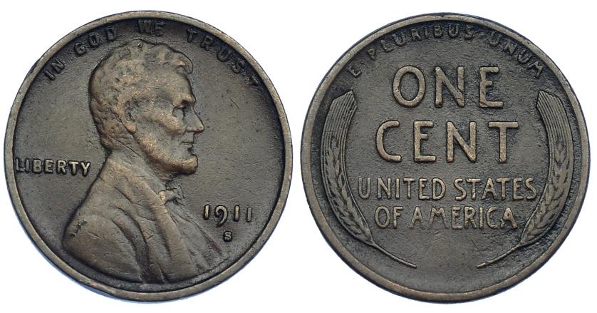 404   -  ESTADOS UNIDOS. 1 centavo. 1911. S. KM-132. MBC-. Escasa.