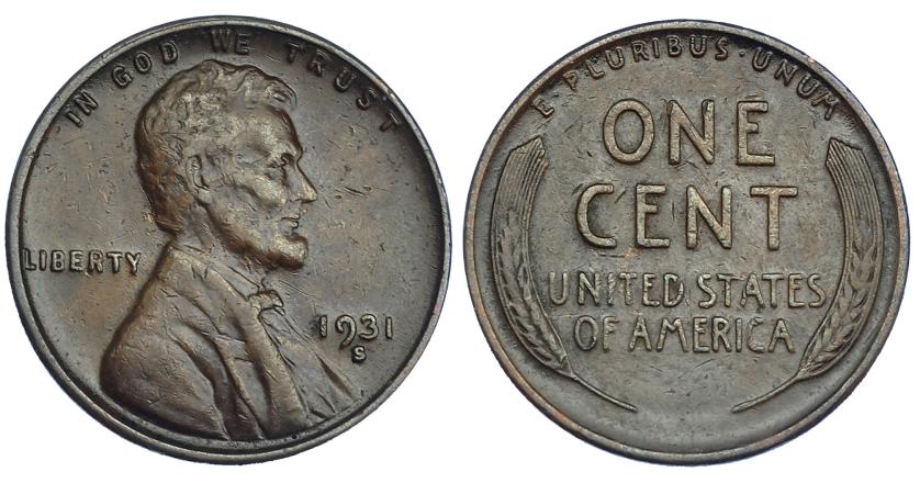 405   -  ESTADOS UNIDOS. 1 centavo. 1931. S. KM-132. MBC. Muy escasa.