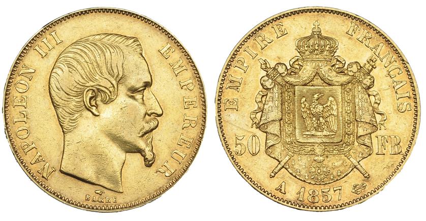 417   -  FRANCIA. 50 francos. 1857-A. KM-785.1. MBC+.