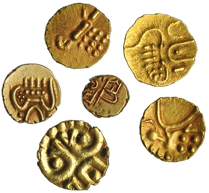 423   -  INDIA. Lote 6 monedas de fanam. Mysore. S. XVIII. EBC.
