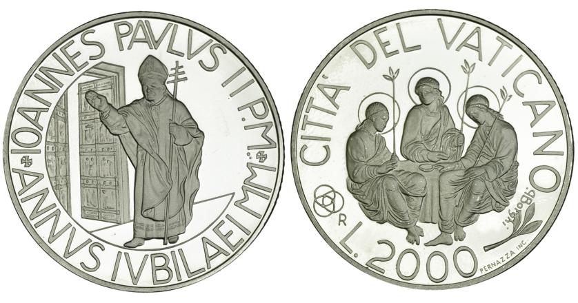 442   -  ESTADOS PONTIFICIOS Y VATICANO. 2000 liras. 2000 R. KM-313. Prueba. Escasa.