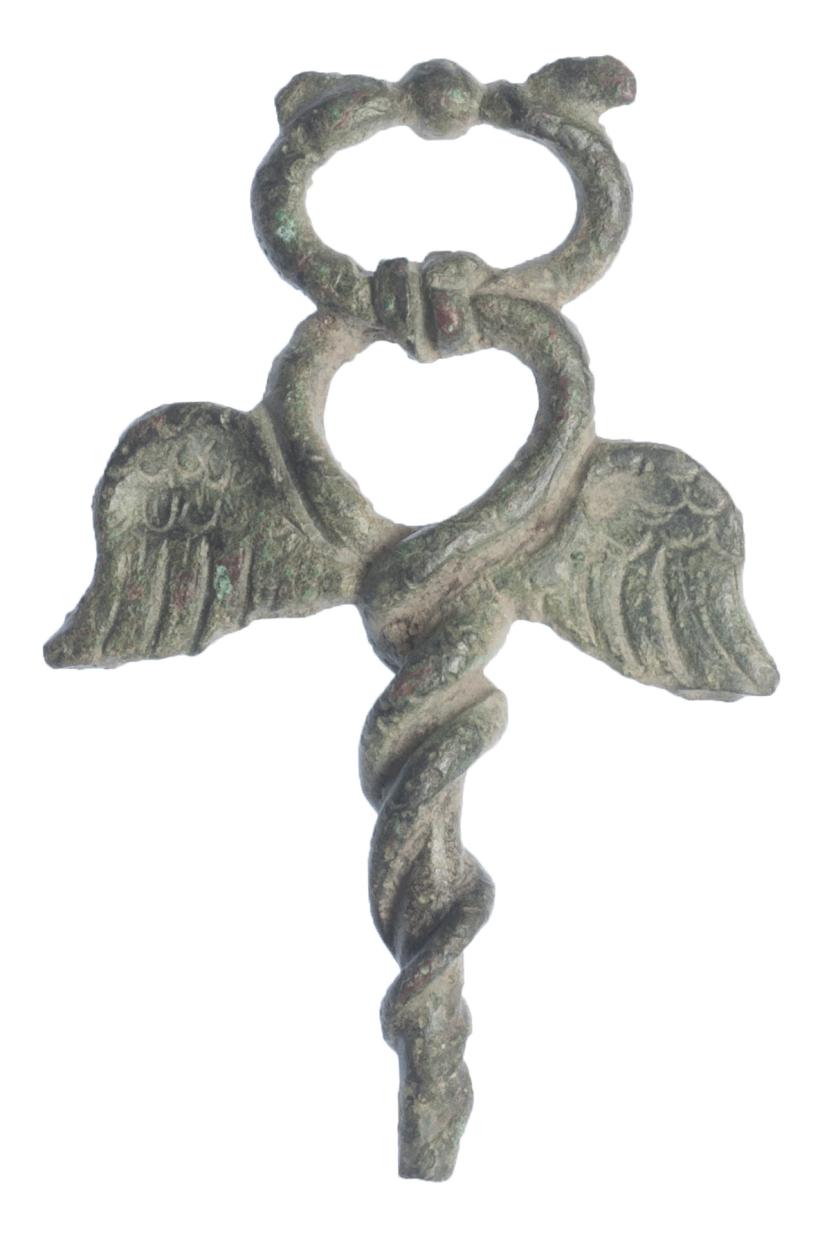 502   -  ROMA. Imperio Romano. I-II d.C. Bronce. Figura exenta con representación de caduceo. Altura 8,4 cm.