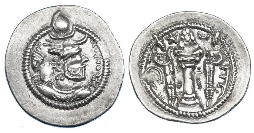 91   -  IMPERIO SASÁNIDA. Dracma. Peroz (457-483). SES-tipo II. AR. 4,18 g. EBC-.