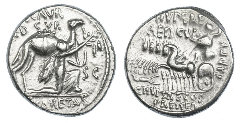 274   -  AEMILIA. Denario. Roma (58 a.C.). A/ Aretas con camello. R/ Júpiter en cuadriga. CRAW-422.1b. FFC-119. EBC-.