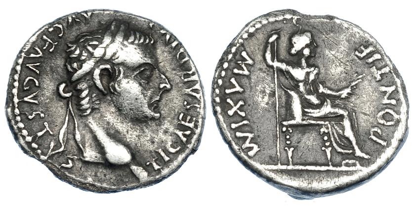 306   -  TIBERIO. Denario. Lugdunum (36-37 d.C.). R/ Livia entronizada a der. con cetro. RIC-30. MBC/MBC-.