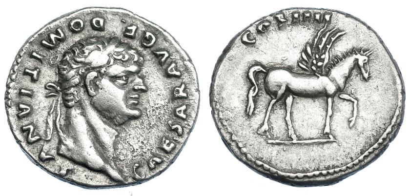 330   -  DOMICIANO (bajo Vespasiano). Roma (76-77). R/ Pegaso a der.; COS IIII. RIC-921. MBC.