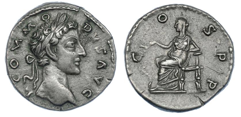 385   -  CÓMODO. Denario. Roma (177-178). R/ Salus con rama y serpiente a sus pies; COS P P. RIC-655. MBC+.