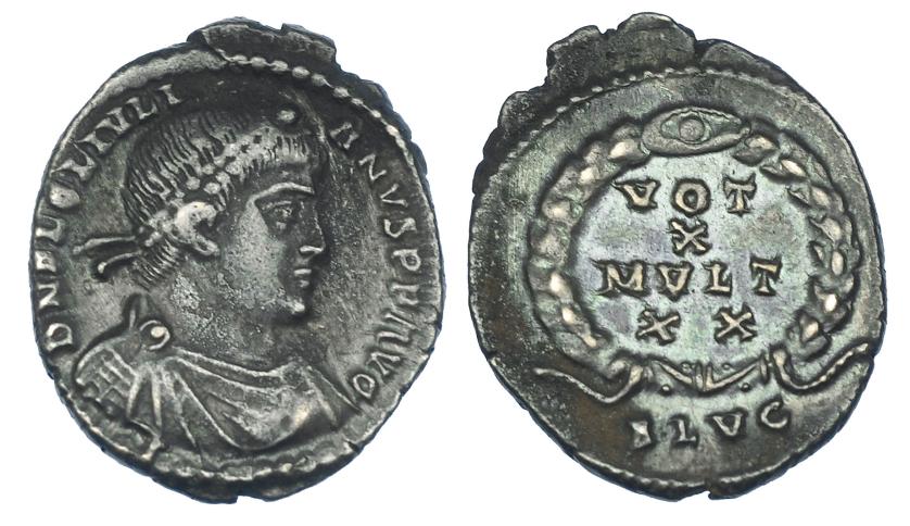 439   -  JULIANO II. Silicua. Lugdunum (361-362). R/ VOT/X/MVLT/XX, exergo SLVG. RIC-234.  MBC/MBC+.