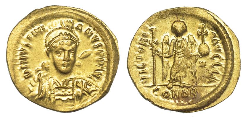 449   -  JUSTINIANO I. Sólido. Constantinopla. R/ Oficina ¿A? SBB-137. B.O. EBC.