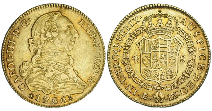 531   -  4 escudos. 1786. Madrid. DV. VI-1470. MBC+.
