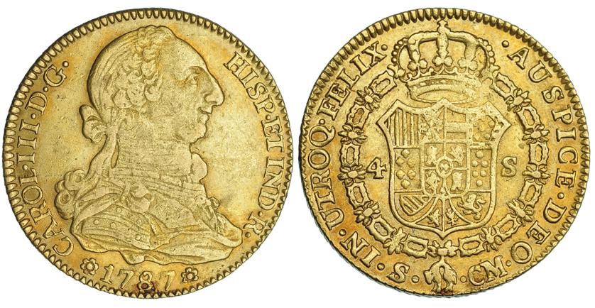 535   -  4 escudos. 1787. Sevilla. CM. VI-1573. MBC-.