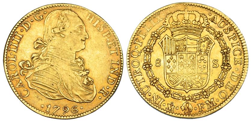 558   -  8 escudos. 1796. México. FM. VI-1332. MBC.