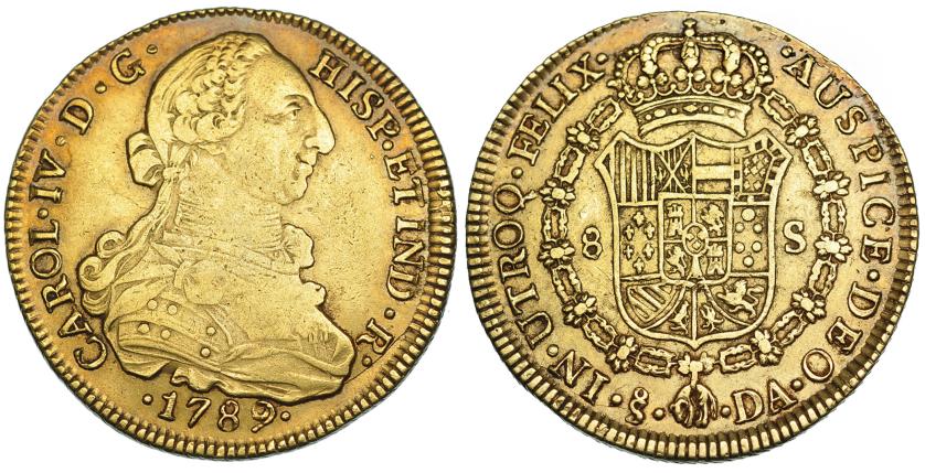573   -  8 escudos. 1789. Santiago. DA. VI-1412. MBC.
