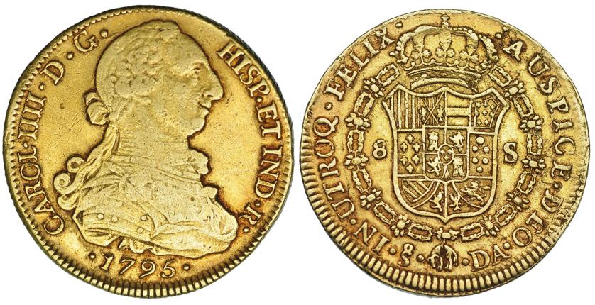 574   -  8 escudos. 1795. Santiago. DA. VI-419. MBC-/MBC.