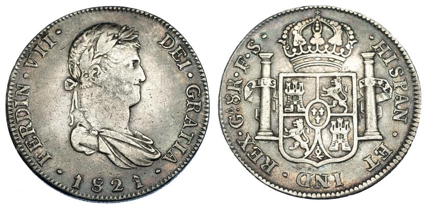 582   -  8 reales. 1821. Guadalajara. FS. VI-1012. MBC.