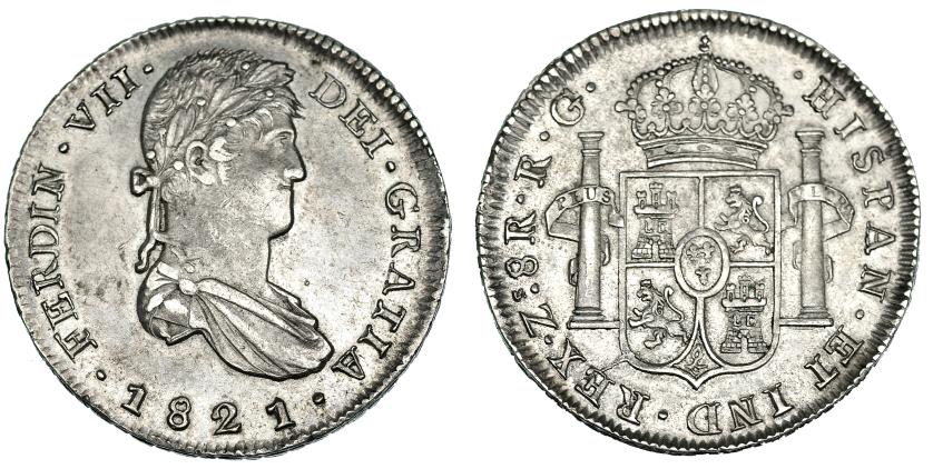 585   -  8 reales. 1821. Zacatecas. RG. VI-1209. MBC+.