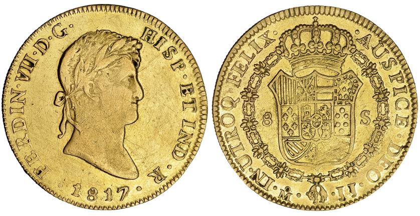 596   -  8 escudos. 1817. México. JJ. VI-1491. 595