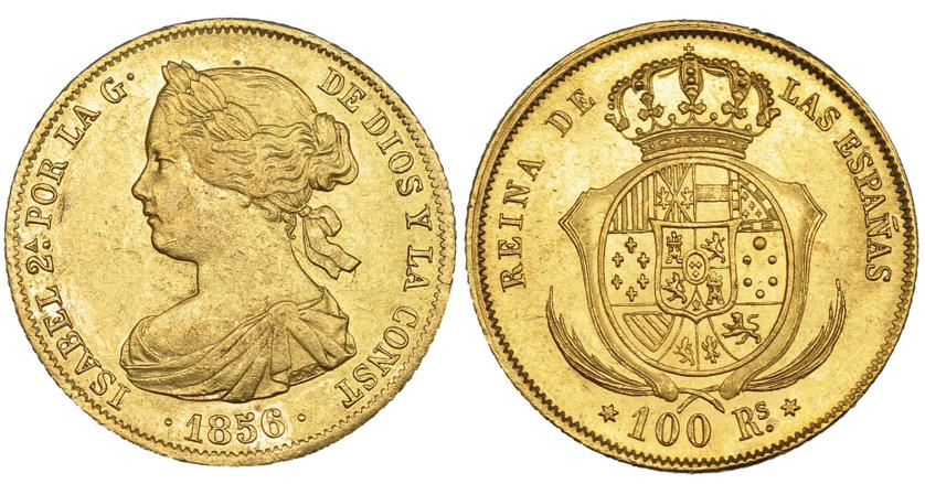 614   -  100 reales. 1856. Madrid. VI-643. MBC/MBC+.