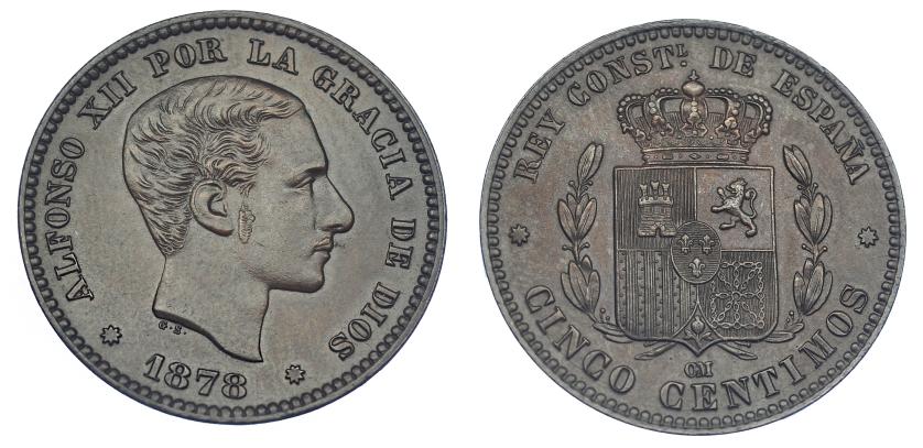 638   -  5 céntimos. 1878. Barcelona. OM. VII-43. EBC.