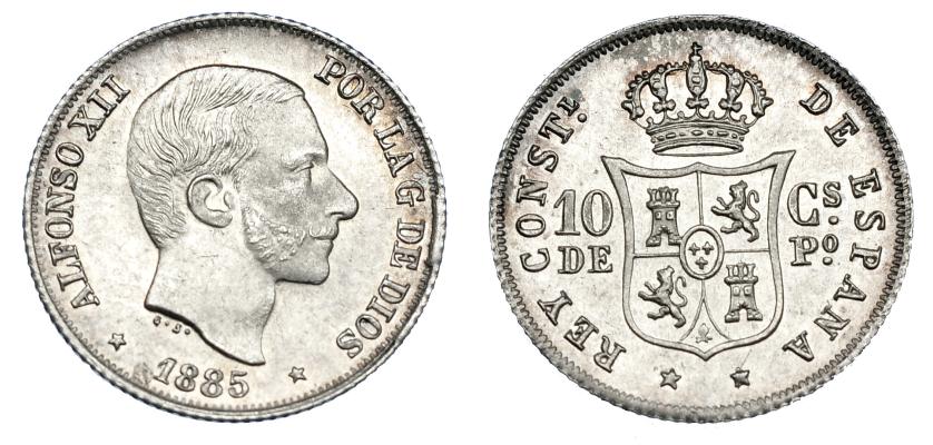 642   -  10 centavos de peso. 1885. Manila. VII-56. B.O. SC.