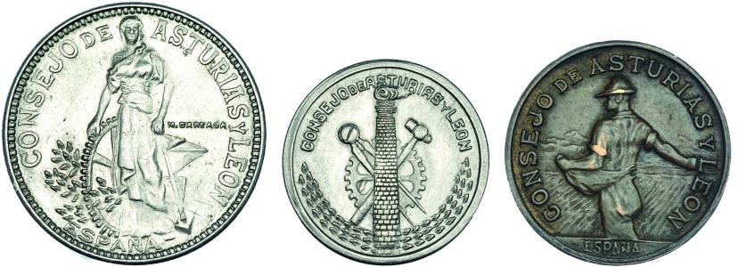 683   -  Serie completa de 3 valores: 50 cts., 1 y 2 pesetas. Consejo de Asturias y León. VII-232, 233 y 234. MBC+/EBC.
