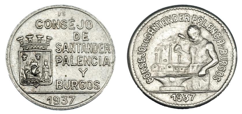 684   -  50 cts. y 1 peseta. Consejo de Santander, Palencia y Burgos. VII-265 y 266. MBC+/EBC-.