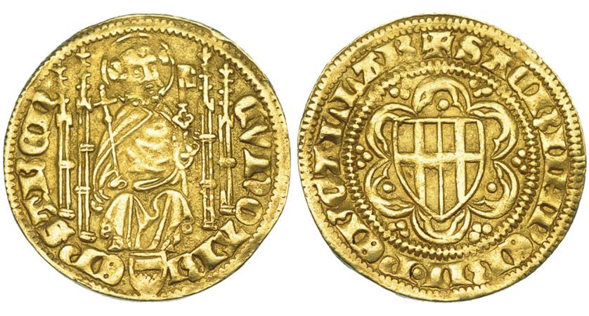691   -  ESTADOS ALEMANES. ARZOBISPADO DE TRIER. Kuno II de Falkenstein (1362-1388). Gulden de oro. Coblenza. FR-3400. MBC.