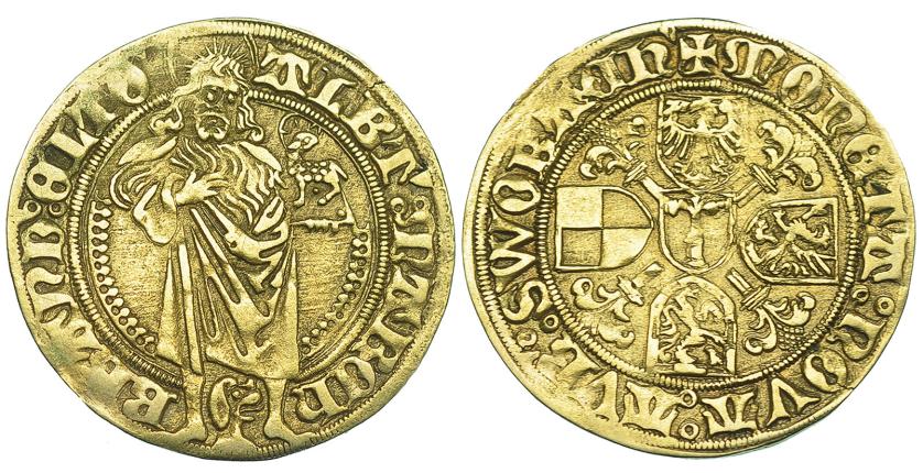 692   -  ESTADOS ALEMANES. Brandeburgo-Franconia. Gulden de oro. Alberto Achilles. FR-304. MBC.