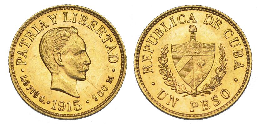 702   -  CUBA. 1 peso. 1915. KM-16. EBC+.